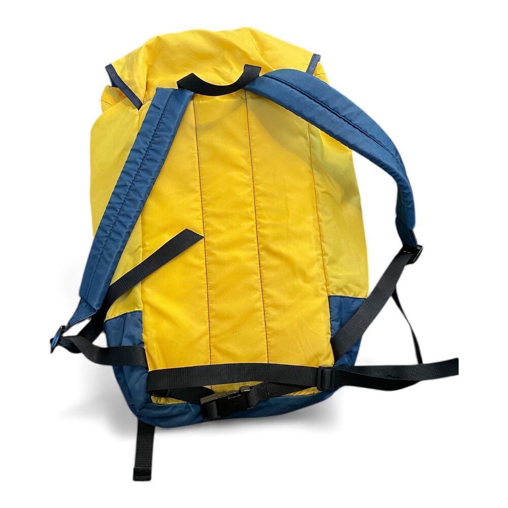 LL Bean 90s Continental Backpack Rucksack Yellow Blue Hiking Technical Vintage - Picture 2 of 14